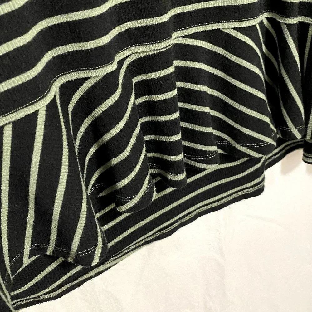 Free People We the Free Round About‎ Striped Top Black and Green Size M